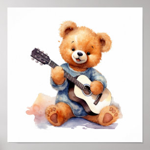 Teddy Bear Guitar Poster De Arte De Enfermería A L