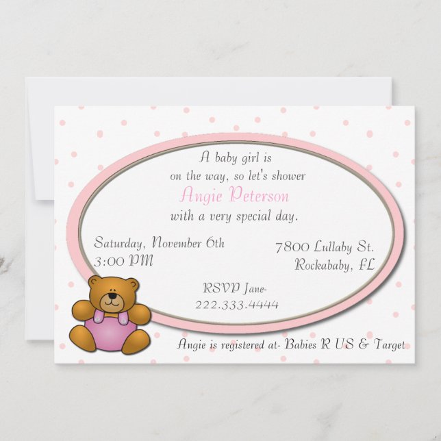 Teddy Bear, invitación a la ducha para bebé (Anverso)