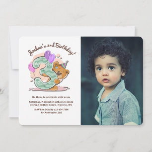 Teddy Bear Invitación a la fotografía de tres años