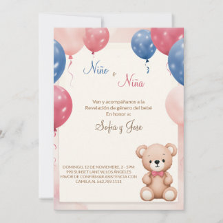 Teddy Bear Invitación a revelar género español