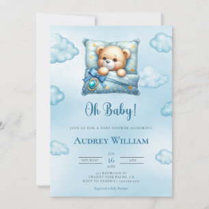 Teddy Bear Invitación Baby Shower Oh Bebé Pillow