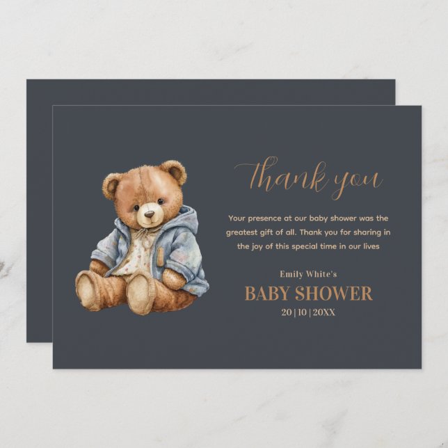 Teddy Bear Invitación Baby Shower Puede Esperar (Anverso / Reverso)