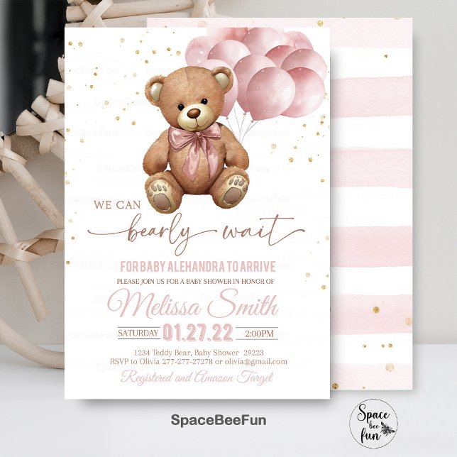 Teddy Bear Invitación Baby Shower Que Podemos Hace (teddy bear,baby shower invitation,we can bearly wait,teddyy bear girl linvites,bear hot air balloon,)