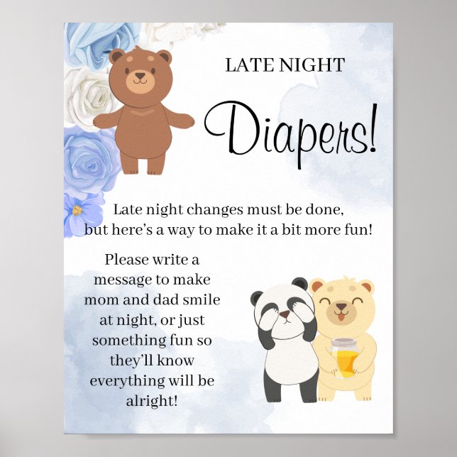 Teddy Bear Late Night Diaper Señal de juego para l (Frente)