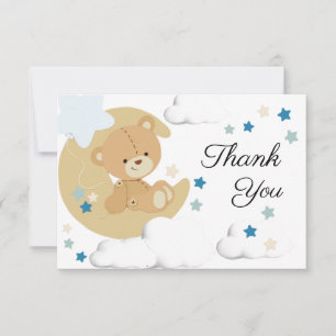 Teddy Bear Love Baby Boy Shower Tarjeta de agrad