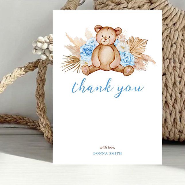 Teddy Bear Pampas Bebé Grasa Gracias tarjeta plana (Subido por el creador)