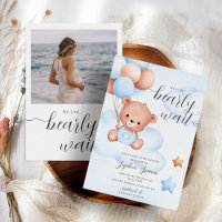 Teddy Bear & Photo Baby Boy Invitación a Baby Show