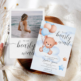 Teddy Bear & Photo Baby Boy Invitación a Baby Show