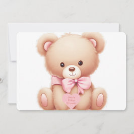 Teddy Bear Pink Baby Girl Invitación A La Ducha