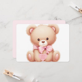 Teddy Bear Pink Baby Girl Invitación A La Ducha