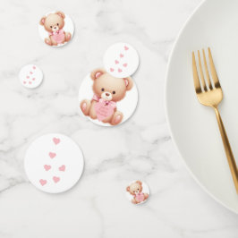 Teddy Bear Pink Hearts Table Confetti