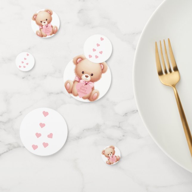Teddy Bear Pink Hearts Table Confetti (Grupo)