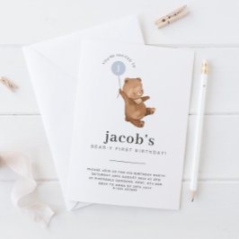 Teddy Bear primer cumpleaños invitación Globo azul