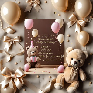 Teddy Bear primera invitación de cumpleaños para n