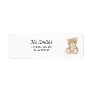 Teddy Bear Return Address Etiquetas White