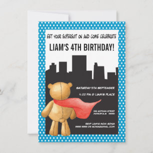 Teddy Bear Super Hero Boys Invitación a fiesta de