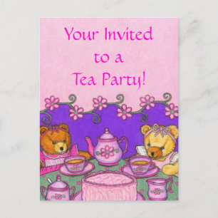 Teddy Bear Tea Fiesta ~ Invitación postales