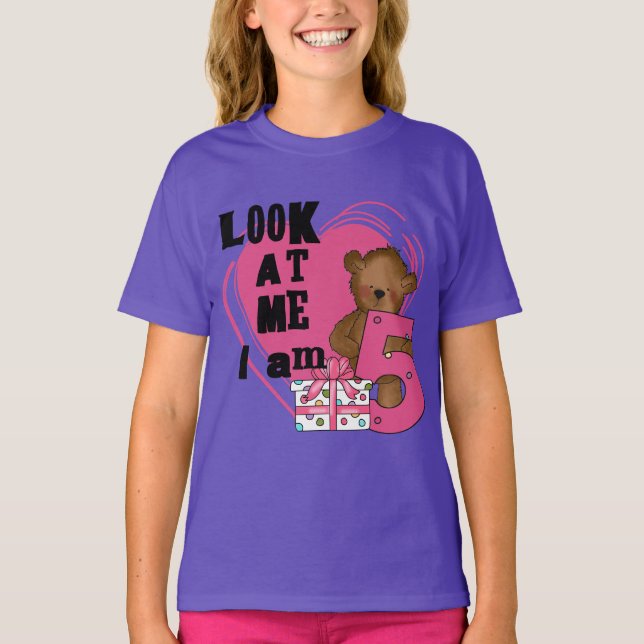 Teddy Bear Tengo 5 camisetas de cumpleaños y regal (Anverso)