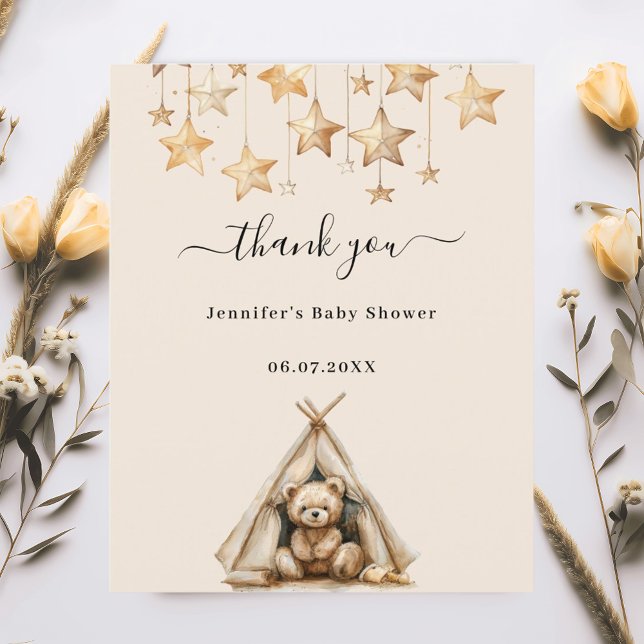 Teddy bear tienda beige bebé ducha gracias tarjeta (Subido por el creador)