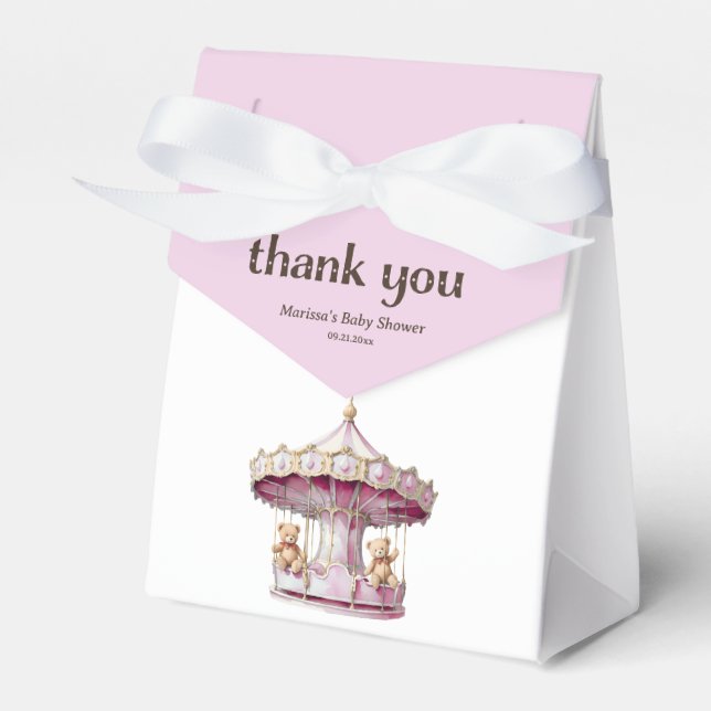 Teddy Bear Twin Chicas Caja de Favor Baby Shower (Front Side)