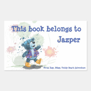 Teddy Bear Willie Pegatina de libros personalizado