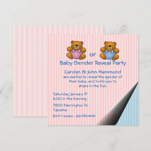 Teddy Bears Baby Gender Revelan Invitación de fies
