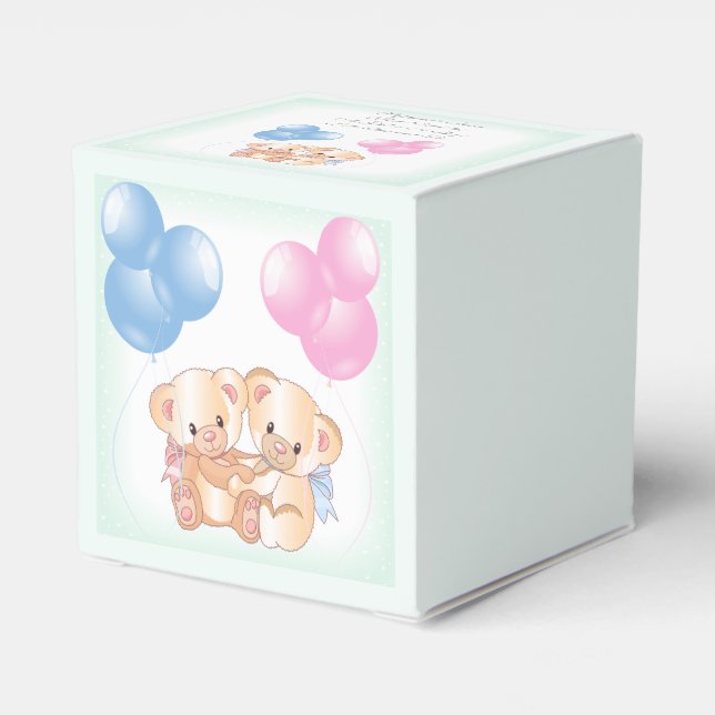 Teddy Bears Baby Género Revelar Caja De Favor Del  (Reverso Costado)