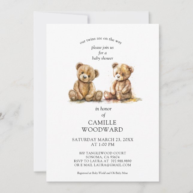 Teddy Bears Invitación Baby Shower (Anverso)