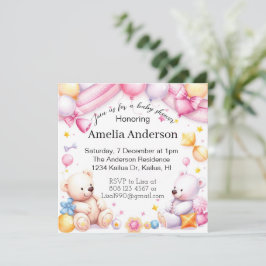 Teddy bebe baby ducha unisex invitación
