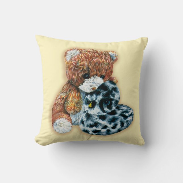 Teddy de juguete lindo y pato niños almohada amari (Anverso)