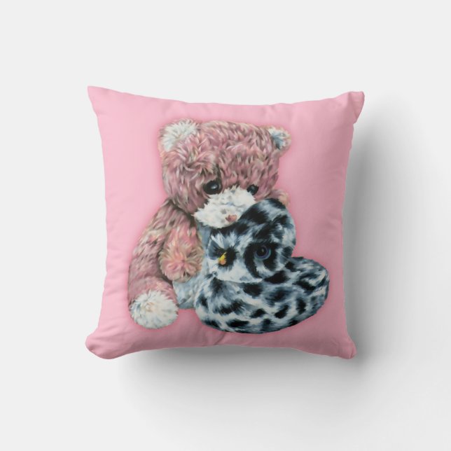 Teddy de juguete y almohada de chicas rosados de p