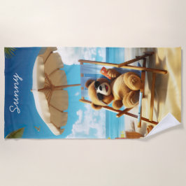 Teddy en la playa - Toallas de baño para diversión