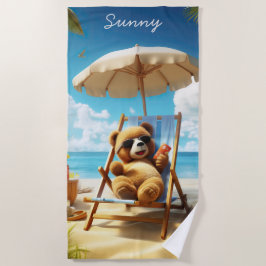 Teddy en la playa - Toallas de baño para diversión