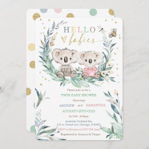 Teddy Koala Plantilla Baby Shower para niño y Chic