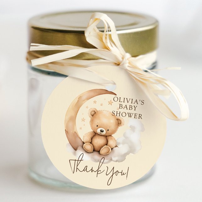 Teddy Moon Baby Shower Favor Gift Etiqueta (Subido por el creador)