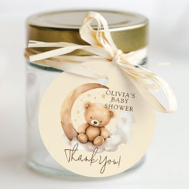 Teddy Moon Baby Shower Favor Gift Etiqueta