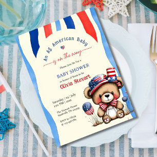 Teddy Un Bebe Todo Americano Invitación de Baby Sh