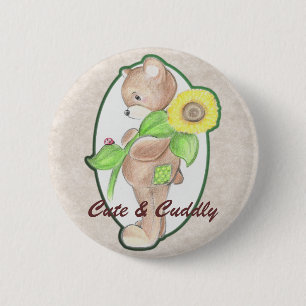 Teddybear, mariquita, y botón del girasol