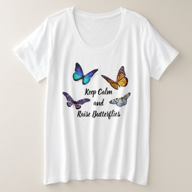 Tee de tamaño superior femenino mantener la calma  (Anverso del diseño)