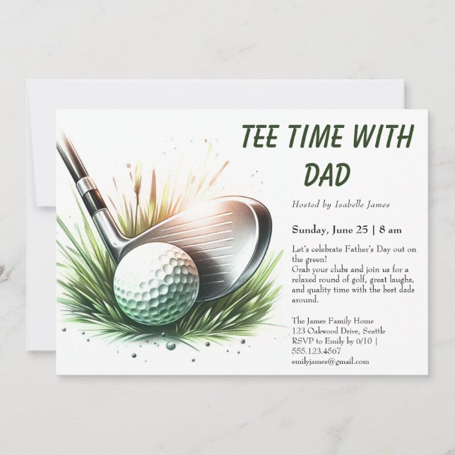 Tee Time con Papá Editable Tarjeta del Día del Pad (Anverso)