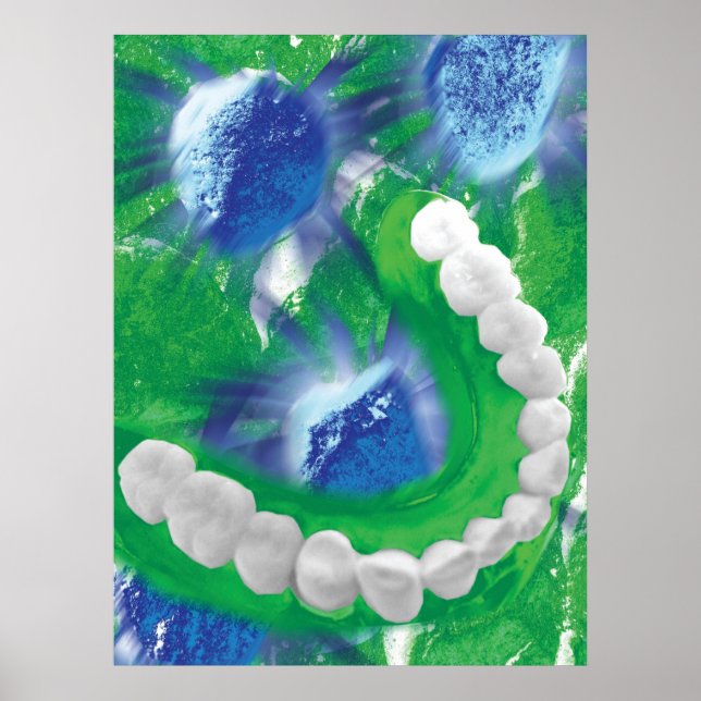 Teeth Blanco Arte Dental Poster Ortodontista Denti (Frente)