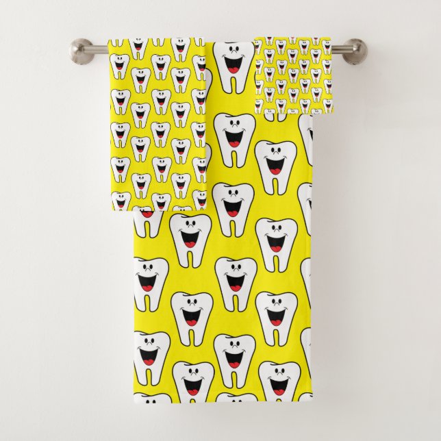 Teeth Yellow Dentist Hands Bathroom Sets (In situ)