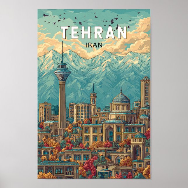 Teherán Irán Ilustracion Viaje de arte (Frente)