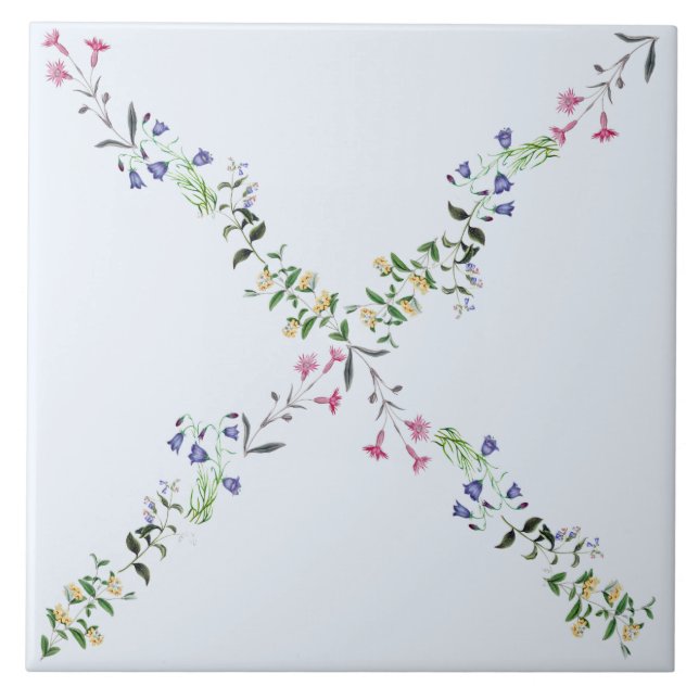 Teja 6x6 del enrejado del Wildflower de los azules (Frente)