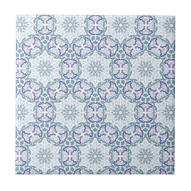 Teja adornada o trivet del modelo elegante azul (Frente)