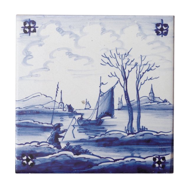 Teja azul tradicional holandesa (Frente)