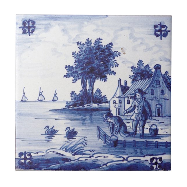 Teja azul tradicional holandesa (Frente)