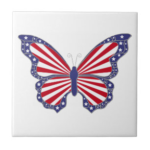 Teja blanca y azul roja patriótica de la mariposa