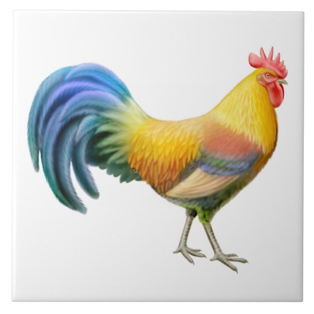Teja colorida del gallo de Ardenner (Frente)