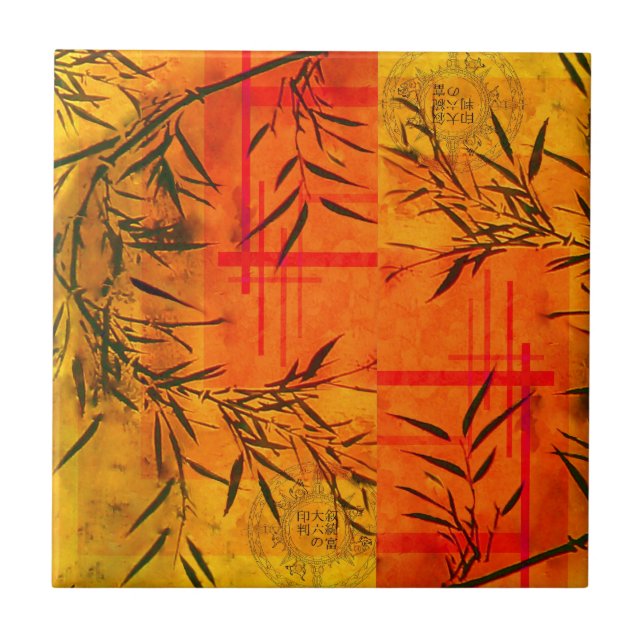 Teja de bambú asiática de la pared (Frente)